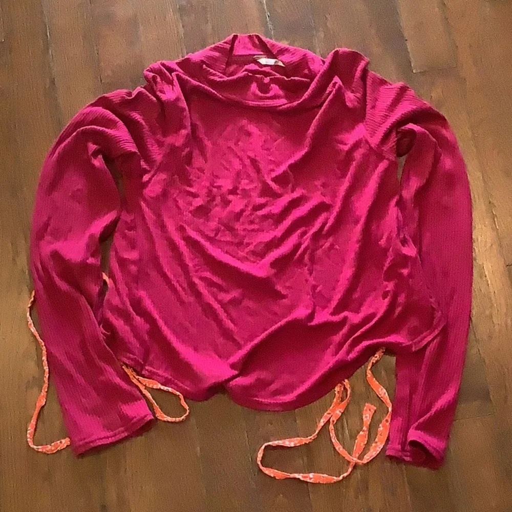 Free People Edge of Town Open Back Crop Top Pink Magenta Size Large